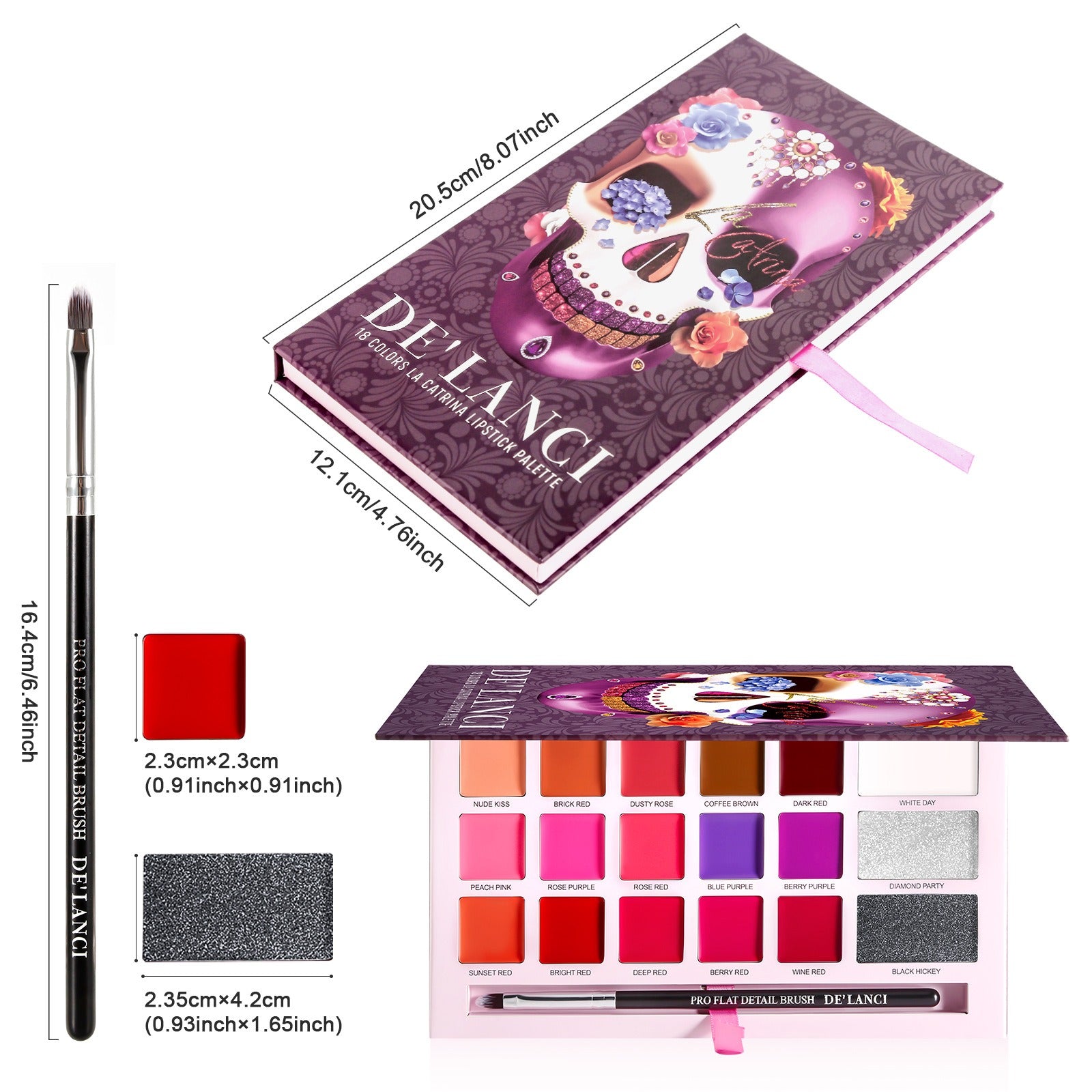 18 Colors La Catrina Lipstick Palette 16.8g