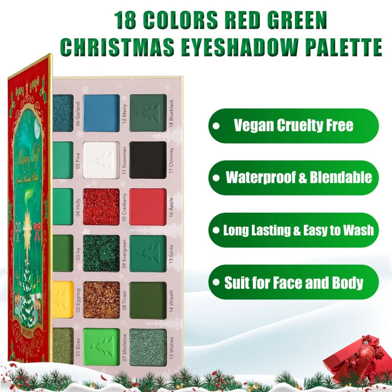 De'Lanci - Merry Gift Green Makeup Palette 18 Colors Eyeshadow 27g