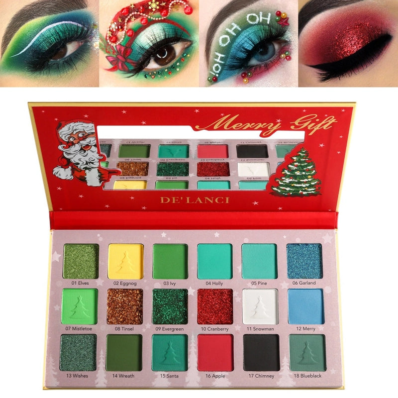 De'Lanci - Merry Gift Green Makeup Palette 18 Colors Eyeshadow 27g