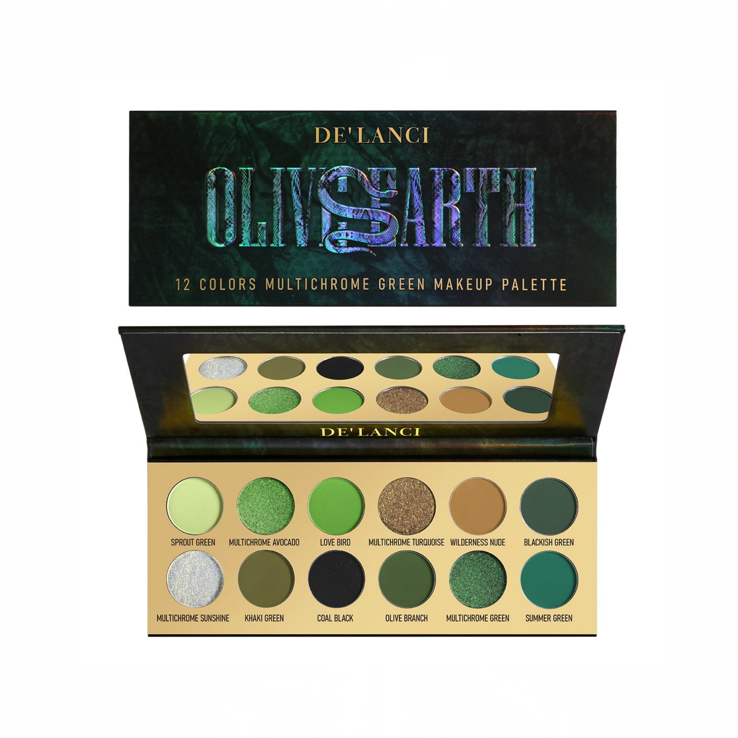 Olive Earth 12 Colors Multichrome Green Makeup Palette 18.8g