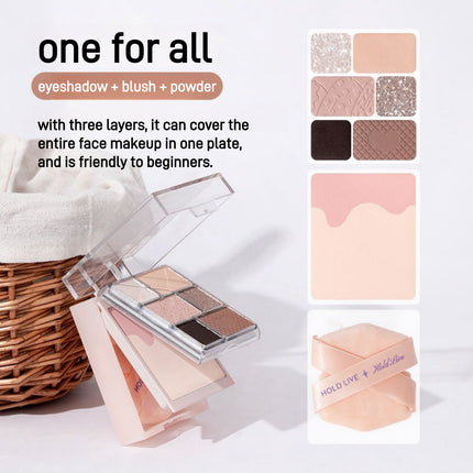 HOLDLIVE - 3 in 1 Face Palette Powder Blusher Eyeshadow 16g