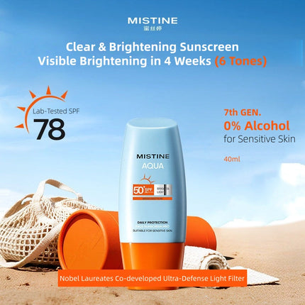 MISTINE - Aqua Base Daily Protection Bright and Light Face Sunscreen Pro 40ml