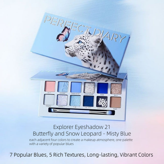 Perfect Diary - Explorer Eyeshadow 21 Butterfly and Snow Leopard - Misty Blue 14g