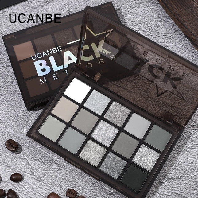 UCANBE - 15 Colors Eyeshadow Palette Black Meteors 10.8g