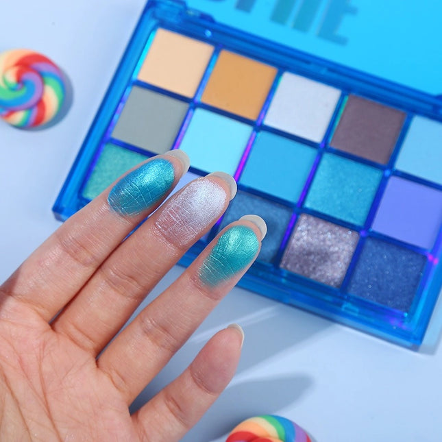 UCANBE - 15 Colors Eyeshadow Palette Blue Tonic 10.8g