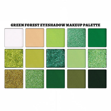UCANBE - 15 Colors Eyeshadow Palette Green Forest 10.8g
