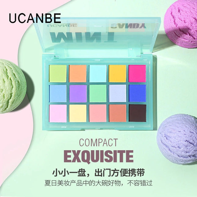 UCANBE - 15 Colors Eyeshadow Palette Mint Candy 10.8g