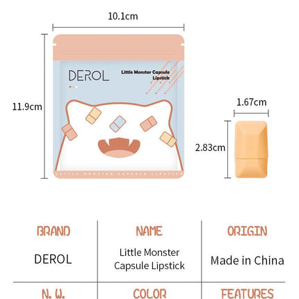 【FREE GIFT】DEROL Little Monster Capsule Lipstick 8 Shades In DR040 - Chic Decent